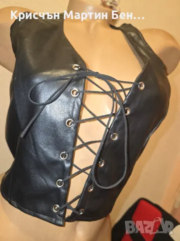 Кожено Бюстие с Връзки предна част м.л 