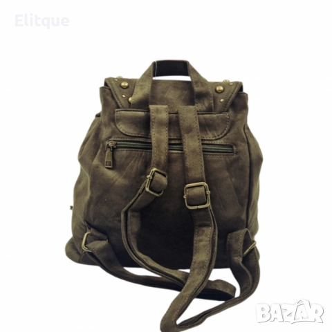 Велурена дамска раница с ресни и метални нитове – бохо стил и практичност, снимка 16 - Чанти - 52459500