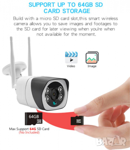 Далекобойна Ultra HD 2~5MPx IR-CUT Метална Водоустойчива H.265 Камера Цветно Нощно Виждане 64GB Слот, снимка 11 - Комплекти за видеонаблюдение - 36227253