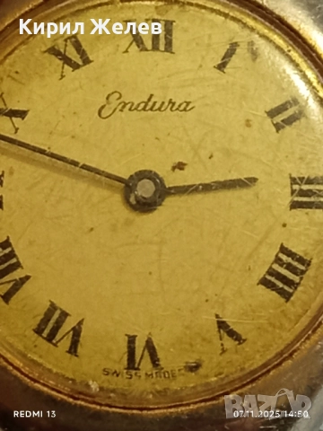 Стар механичен часовник Endura SWISS MADE работи рядък за КОЛЕКЦИЯ 51422, снимка 3 - Антикварни и старинни предмети - 52332694