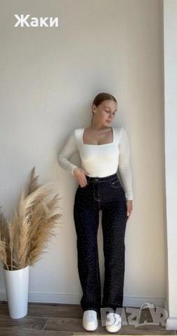 Дамски дънки с камъни, снимка 4 - Дънки - 52463559