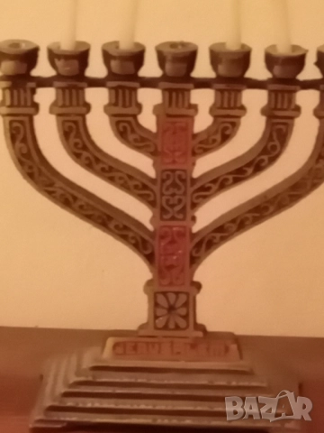 Свещник за ханука Свещник менора, снимка 3 - Антикварни и старинни предмети - 52919516