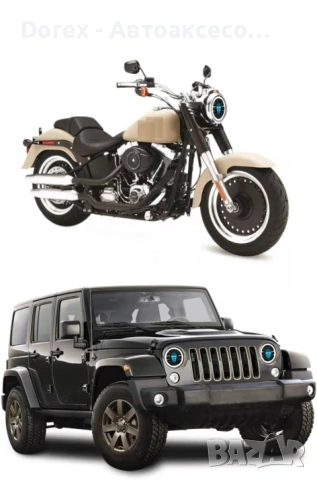 Комплект LED фарове 7" (18 см) – къси/дълги, DRL, мигач и RGB подсветка, снимка 12 - Аксесоари и консумативи - 53780906