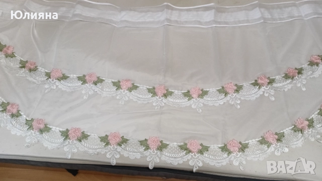 Красиви пердета с бродерия и готов широк перделик, снимка 2 - Пердета и завеси - 52374079