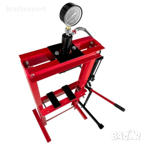 Хидравлична преса с педал 12 тона – манометър, стоманена рамка, снимка 6 - Други инструменти - 53745981