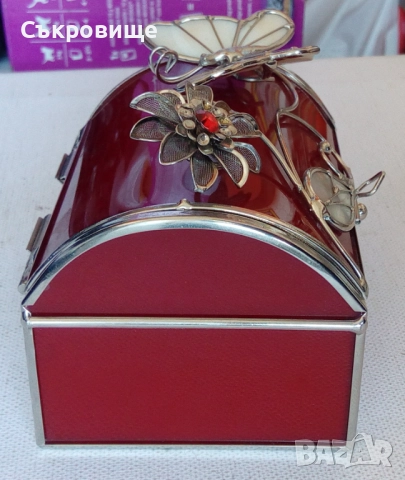 Стъклена кутия за бижута - стъкло, метал, снимка 6 - Други - 51460470