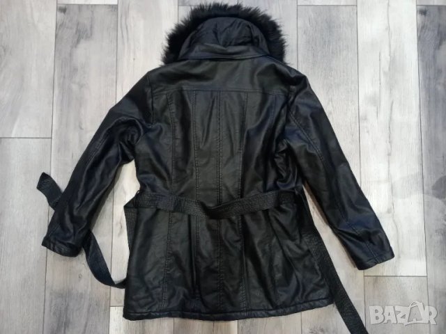 Кожено яке с пух размер ХЛ , снимка 3 - Якета - 49098701