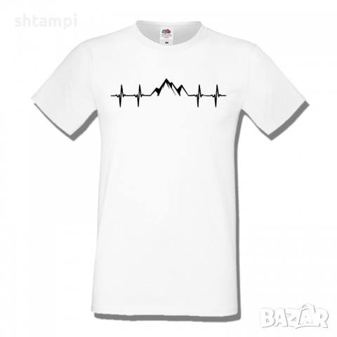 Мъжка тениска Heartbeat Mountain,Къмпинг,Планина,Изненада,Подарък,Поход,Връх,Хижа,, снимка 2 - Тениски - 36351793