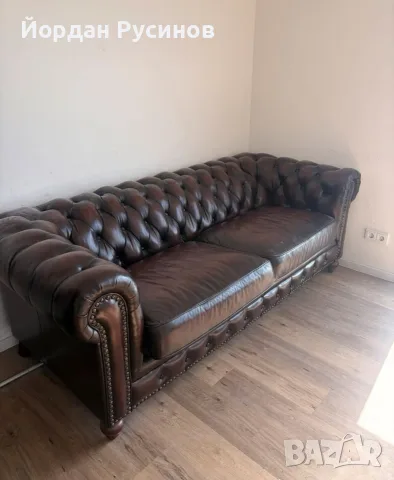 Оригинален кожен диван Chesterfield Честърфийлд естествена телешка кожа