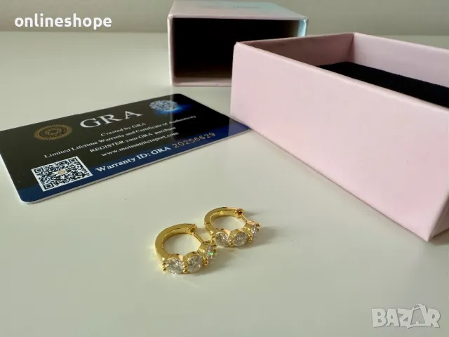 Сребро S925 Сребърни обеци с 18к златно покритие и Камък Мойсанит 0.9к карата, снимка 5 - Обеци - 49271445