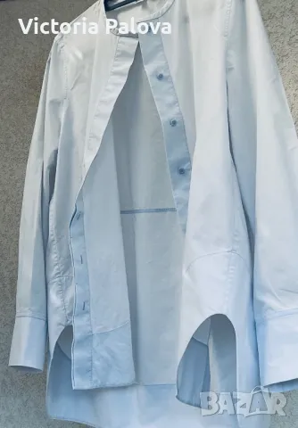 COS Швеция плътна небесносиня риза овърсайз