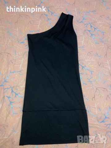 Малка черна рокля с едно рамо, снимка 1