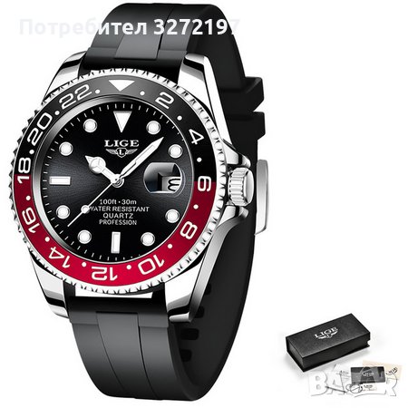 LIGE спортен,моден кварцов часовниk модел 2023,водоусточив,дата,въртящ се безел, уникален дизайн , снимка 4 - Мъжки - 41559270
