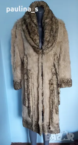 Винтидж / Топъл дамски кожух "OGANZA" / цвят Нюд с нюансирана яка, маншети и обазовка, снимка 6 - Палта, манта - 48352538