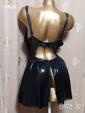3XL К-т Черна рокля с мокър ефект, снимка 4 - Рокли - 52339039