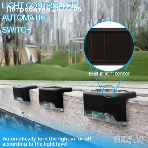 3952 LED соларна лампа за стълби или парапети, снимка 5 - Соларни лампи - 41574624