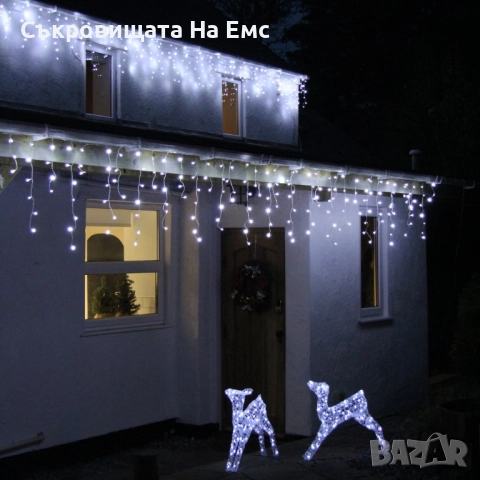 1️⃣2️⃣метра ➖️2️⃣5️⃣ Метра Висящи Коледни Лампи ТИП Завеса Екстериор/ Интериор , снимка 5 - Декорация за дома - 52539224