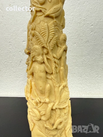 Декоративна гравирана бивна "дървото на живота" №7791, снимка 2 - Антикварни и старинни предмети - 52927260