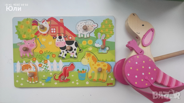 дьрвени играчки goki за бебешки