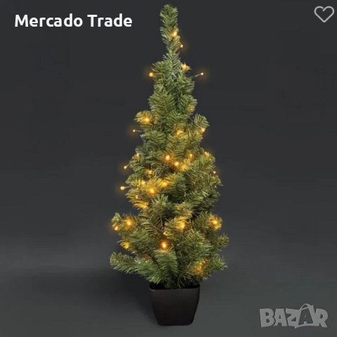 Декоративна коледна настолна елха на батерии в саксия, 50 LED, 90см, снимка 2 - Декорация за дома - 52631878