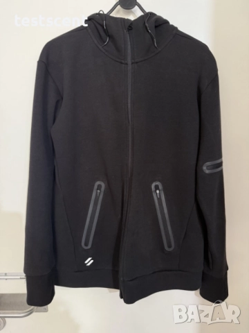 Мъжко спортно горнище с качулка SUPERDRY Mens GymTech Zip Up Hoodie – Black Muscle Fit XL черно