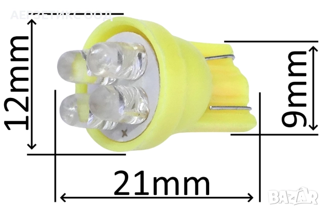 КРУШКА T10 W5W ОРАНЖЕВА 12V 4LED, снимка 3 - Аксесоари и консумативи - 52307214