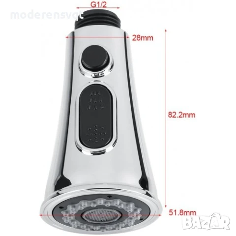 Накрайник за мивка с покритие от никел с три вида струя на 360 градуса, снимка 4 - Други - 51181751