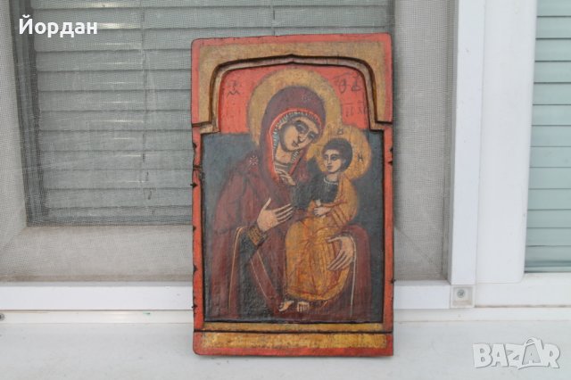 Част от център от домашна икона триптих, снимка 1 - Антикварни и старинни предмети - 39340889