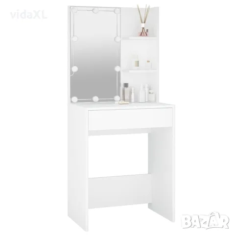 vidaXL Тоалетка с LED, бяла, 60x40x140 см, снимка 4 - Тоалетки - 56147802