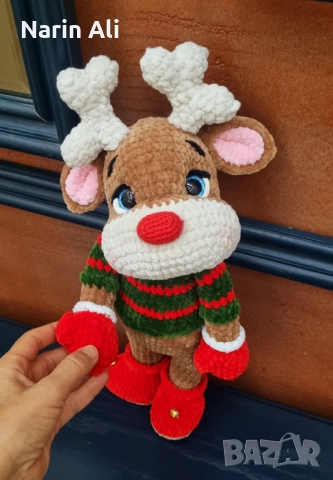 Плетена играчка - коледен елен, снимка 3 - Плюшени играчки - 52011764