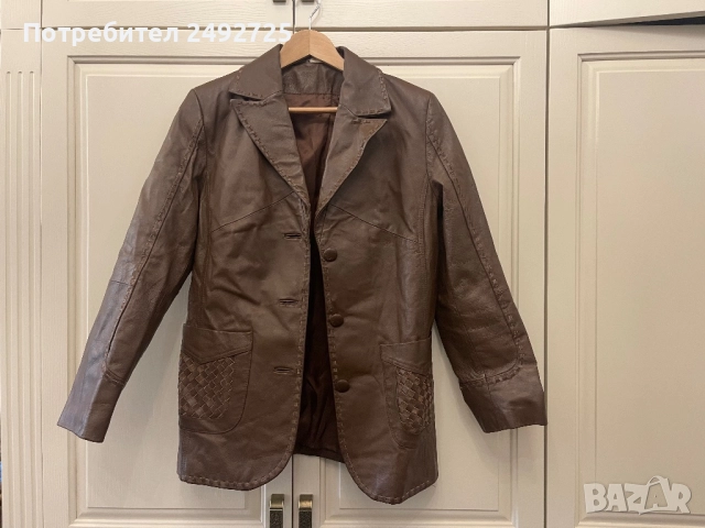Яке сако естествена кожа кафяво