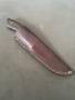 Ловен нож от Дамаска стомана с дръжка от палисандрово дърво и  кожена кания, снимка 4