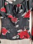 Къса прозрачна ефирна блуза с три четвърти широк ръкав, в червено-черна щаппа, снимка 4
