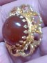 Красива кехлибарена брошка,позлата, снимка 7