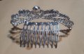 Коронка тиара гребен метална сребриста с камък забождане в коса прическа сватба детска дамска, снимка 2
