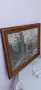Гоблен с красив планински пейзаж и красива дървена рамка. Много запазено състояние., снимка 7
