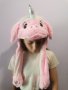 Детска анимационна пухкава шапка с мърдащи движещи уши ушички еднорог животни, снимка 2