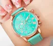 Уникален дамски комплект часовник с гривна в стилно зелено и изящно бижу, снимка 1