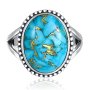 Нов пръстен 16x17мм овална форма син тюркоаз 925 сребро Жени Подарък, снимка 6