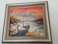 Картина „ Залез“ , маслени бои, художник Светозар Петров , снимка 1