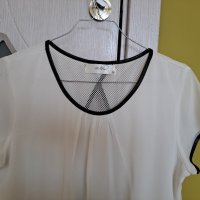 Лятна бяла блуза с черни биета, снимка 3 - Блузи с дълъг ръкав и пуловери - 41712599