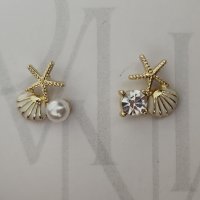 обеци с морска звезда перличка и камъче , снимка 1 - Обеци - 41639826