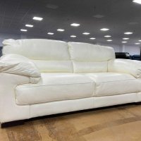 Светло кремав/бял кожен диван двойка - естествена кожа, снимка 4 - Дивани и мека мебел - 39718670