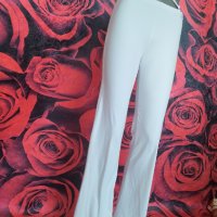 Sinsay Бял еластичен панталон с халки и връзки С/М, снимка 5 - Панталони - 41443605