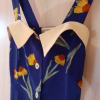 Копринена нежна рокля на цветя с презрамки, снимка 2 - Детски рокли и поли - 41616200