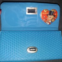 Старинно синьо портмоне с огледалце, снимка 2 - Портфейли, портмонета - 35744136