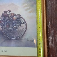 Литография ретро автомобил Benz 1885, снимка 2 - Колекции - 38767322