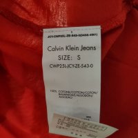 Calvin Klein дамска маркова тениска, S, оранжева с пайети, снимка 11 - Тениски - 36619195