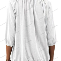 Едноцветна свободна дамска тениска с кръгло деколте и 3/4 ръкави, 8цвята , снимка 10 - Тениски - 44527835