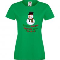 Дамска тениска Коледа Весела Коледа и Честита нова година Snowman, снимка 5 - Тениски - 34690791